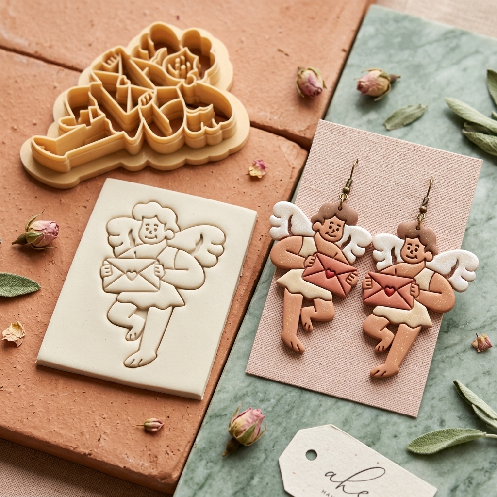Angel of Love Polymer Clay Cutter | 25–50mm Vintage Cherub Earring Cutter | IrisCrafts7