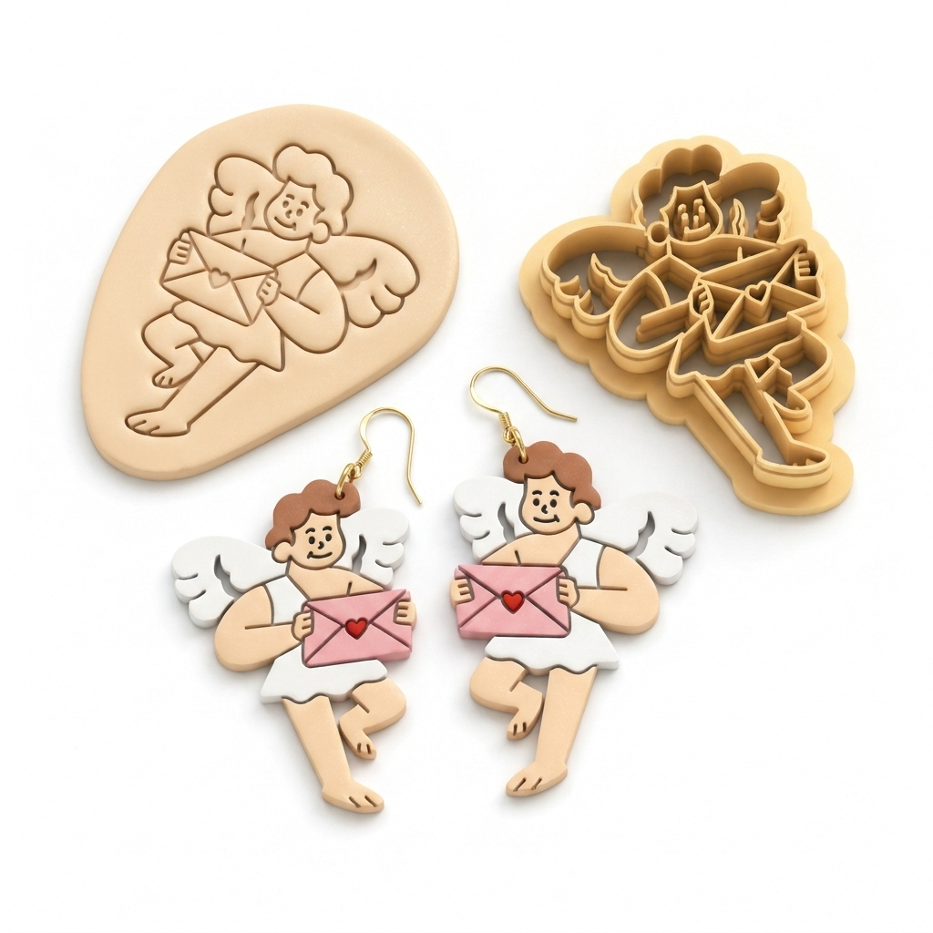 Angel of Love Polymer Clay Cutter | 25–50mm Vintage Cherub Earring Cutter | IrisCrafts7
