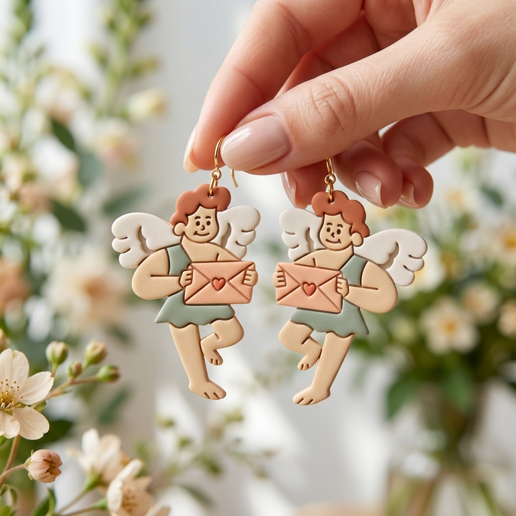 Angel of Love Polymer Clay Cutter | 25–50mm Vintage Cherub Earring Cutter | IrisCrafts7