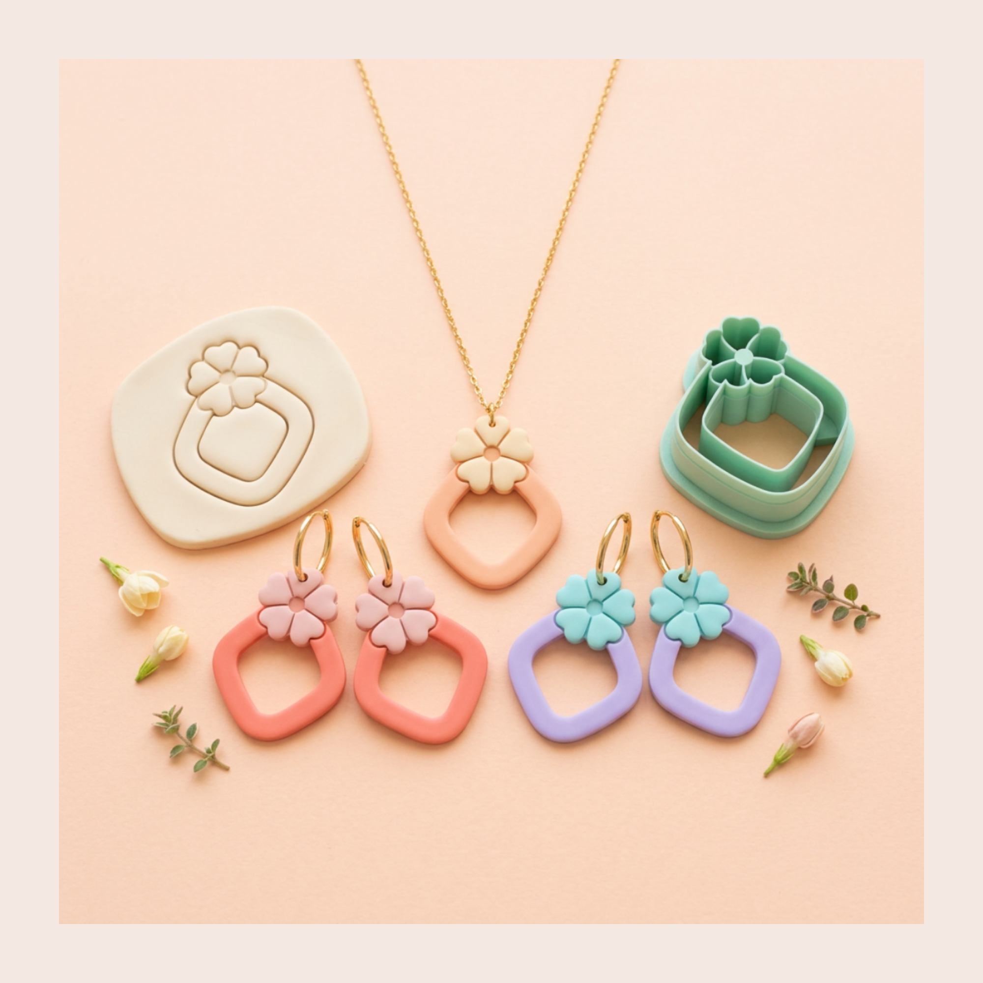 Anthi Polymer Clay Cutter | 3D Printed Floral Clay Earring Cutter | Boho Botanical Clay Tool | Jewellery Making Supplies