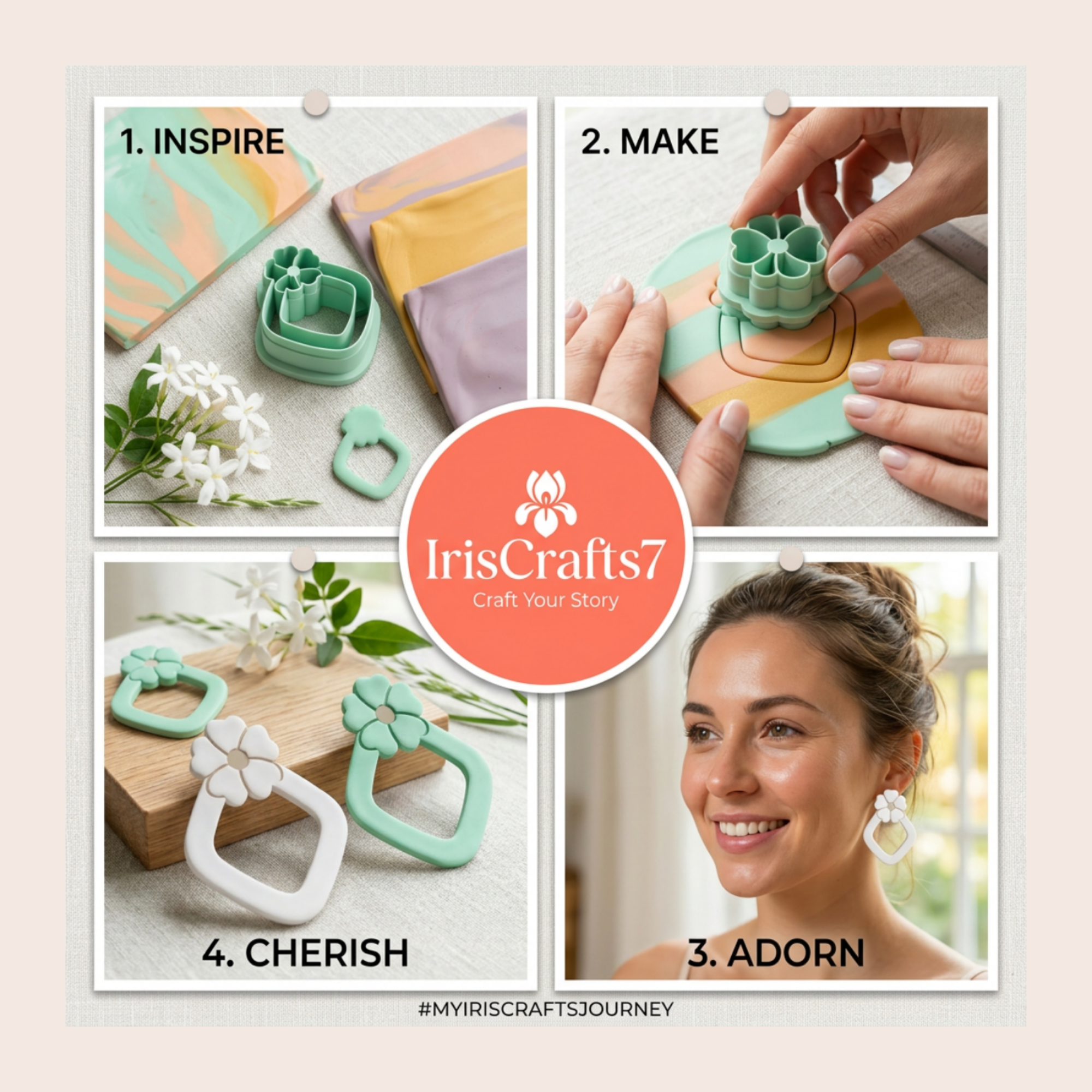 Anthi Polymer Clay Cutter | 3D Printed Floral Clay Earring Cutter | Boho Botanical Clay Tool | Jewellery Making Supplies