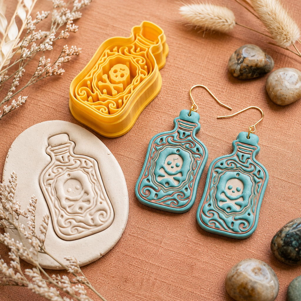Apothecary Bottle Polymer Clay Cutter | 30–50mm Gothic Witchy Earring Cutter | IrisCrafts7