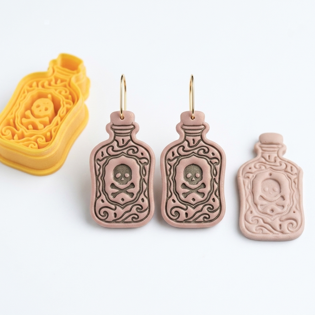 Apothecary Bottle Polymer Clay Cutter | 30–50mm Gothic Witchy Earring Cutter | IrisCrafts7