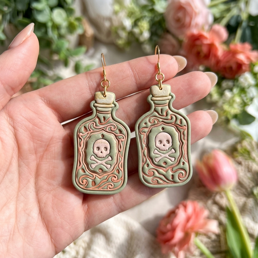 Apothecary Bottle Polymer Clay Cutter | 30–50mm Gothic Witchy Earring Cutter | IrisCrafts7
