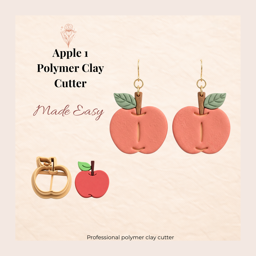 Apple 1 Polymer Clay Cutter | 25–45mm | Apple Shape Clay Cutter | Earring Jewellery Making Tool