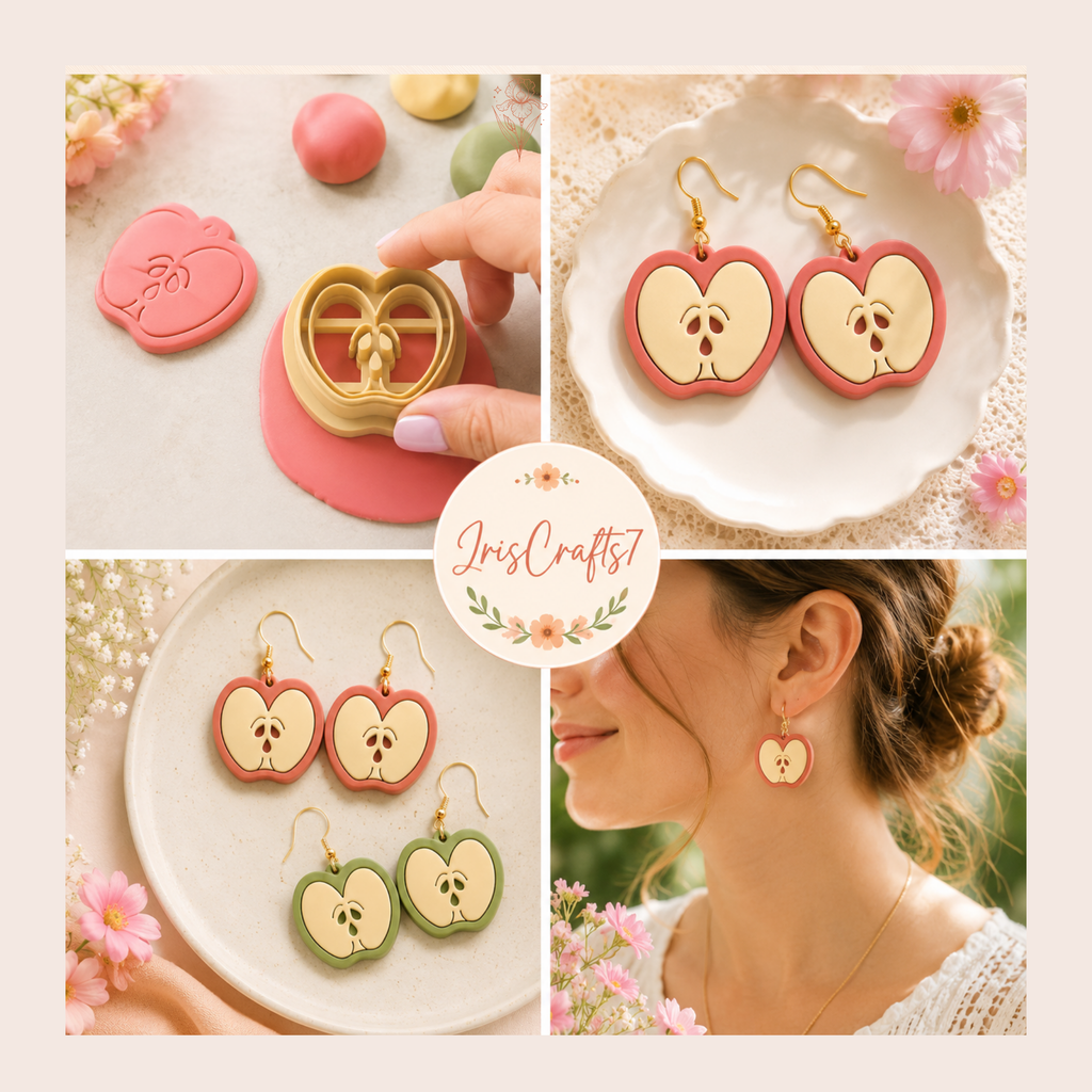 Apple 2 Polymer Clay Cutter | 25–45mm | Apple Shape Clay Cutter | Earring Jewellery Making Tool
