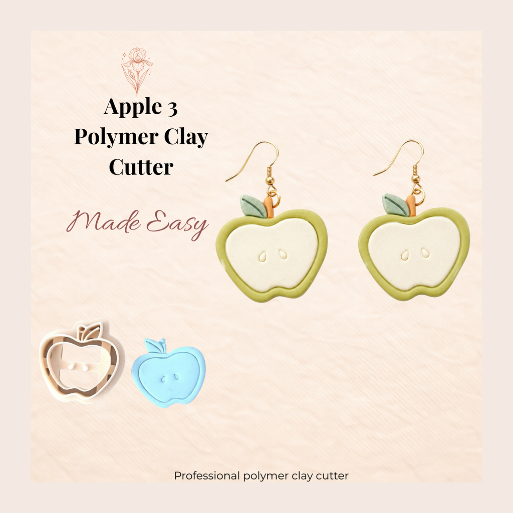 Apple 3 Polymer Clay Cutter | 25–45mm | Apple Shape Clay Cutter | Earring Jewellery Making Tool