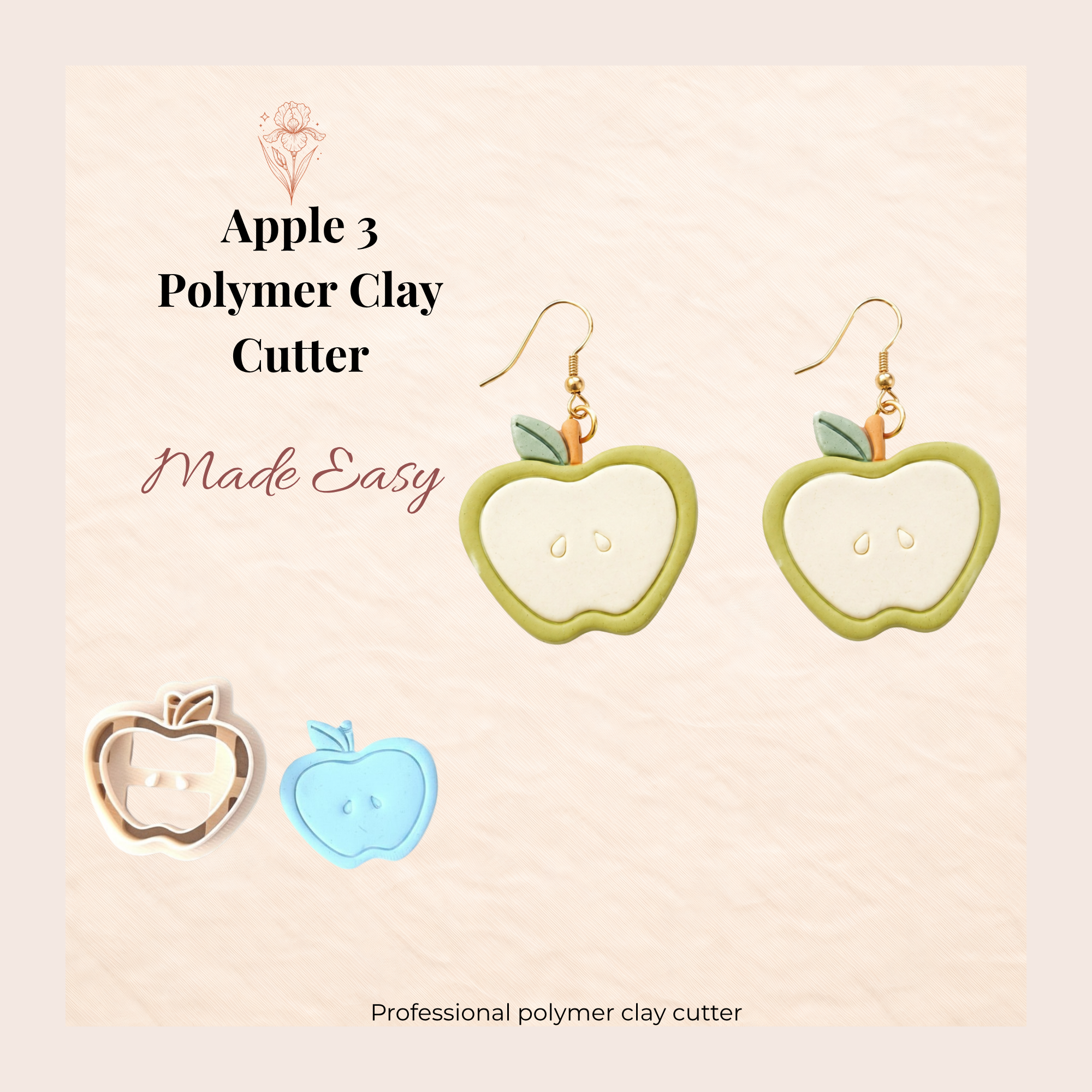 Apple 3 Polymer Clay Cutter | 25–45mm | Apple Shape Clay Cutter | Earring Jewellery Making Tool