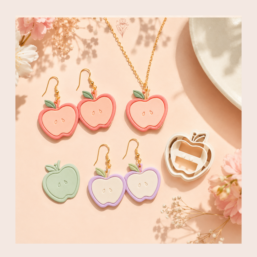Apple 3 Polymer Clay Cutter | 25–45mm | Apple Shape Clay Cutter | Earring Jewellery Making Tool