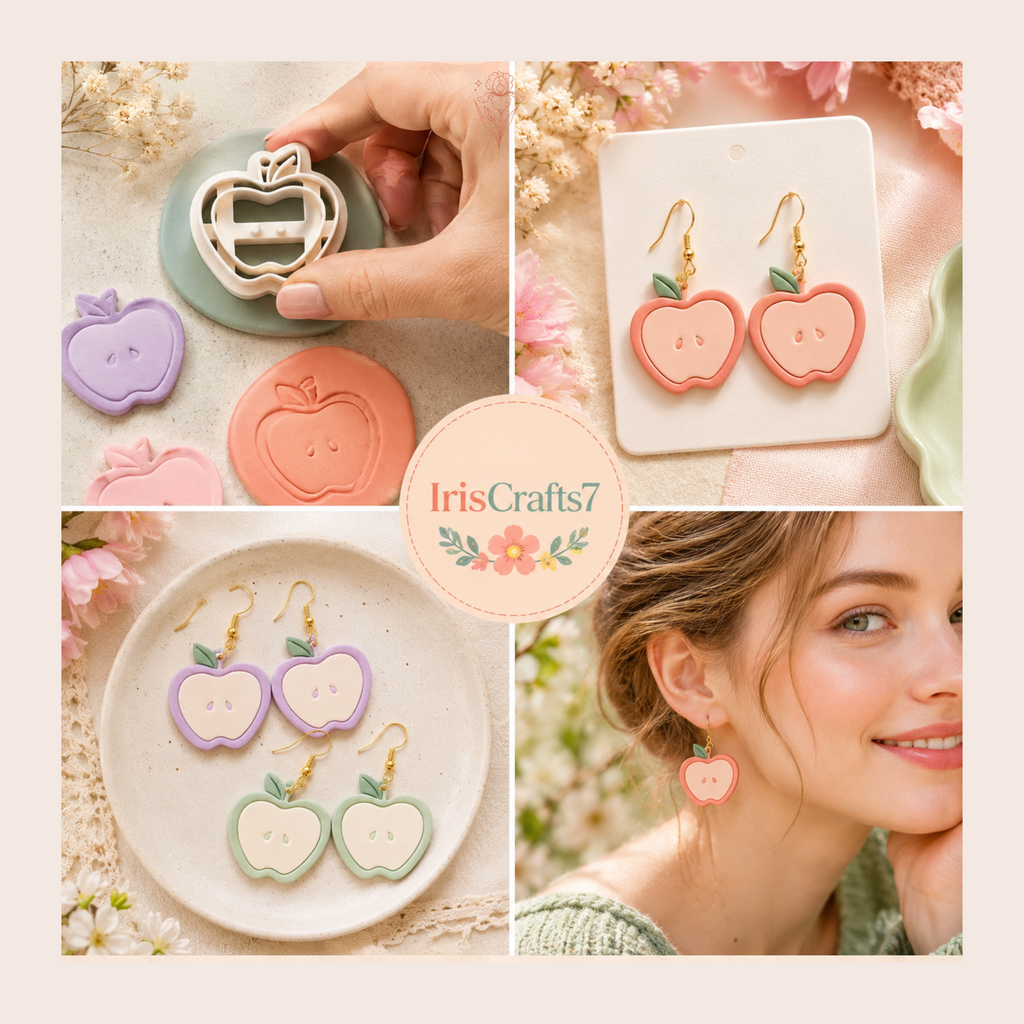 Apple 3 Polymer Clay Cutter | 25–45mm | Apple Shape Clay Cutter | Earring Jewellery Making Tool