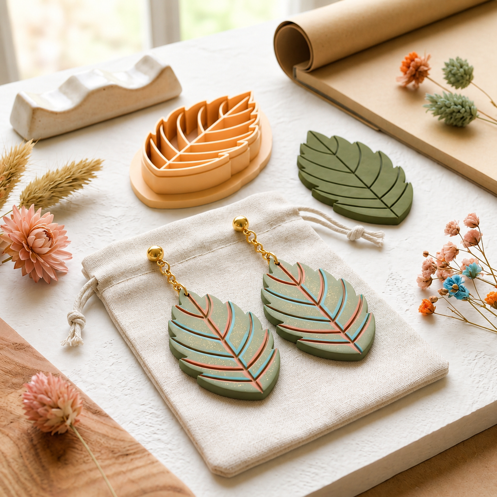 Apple Leaf Polymer Clay Cutter | 25–50mm Autumn Earring Cutter | IrisCrafts7