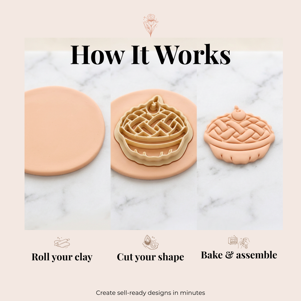 Apple Pie Polymer Clay Cutter | 25–45mm | Apple Pie Shape Clay Cutter | Earring Jewellery Making Tool