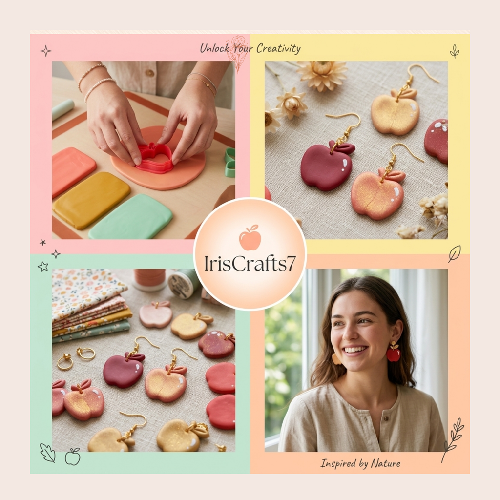 Apple with Leaf Polymer Clay Cutter | 25–45mm | Apple Leaf Shape Clay Cutter | Earring Jewellery Making Tool