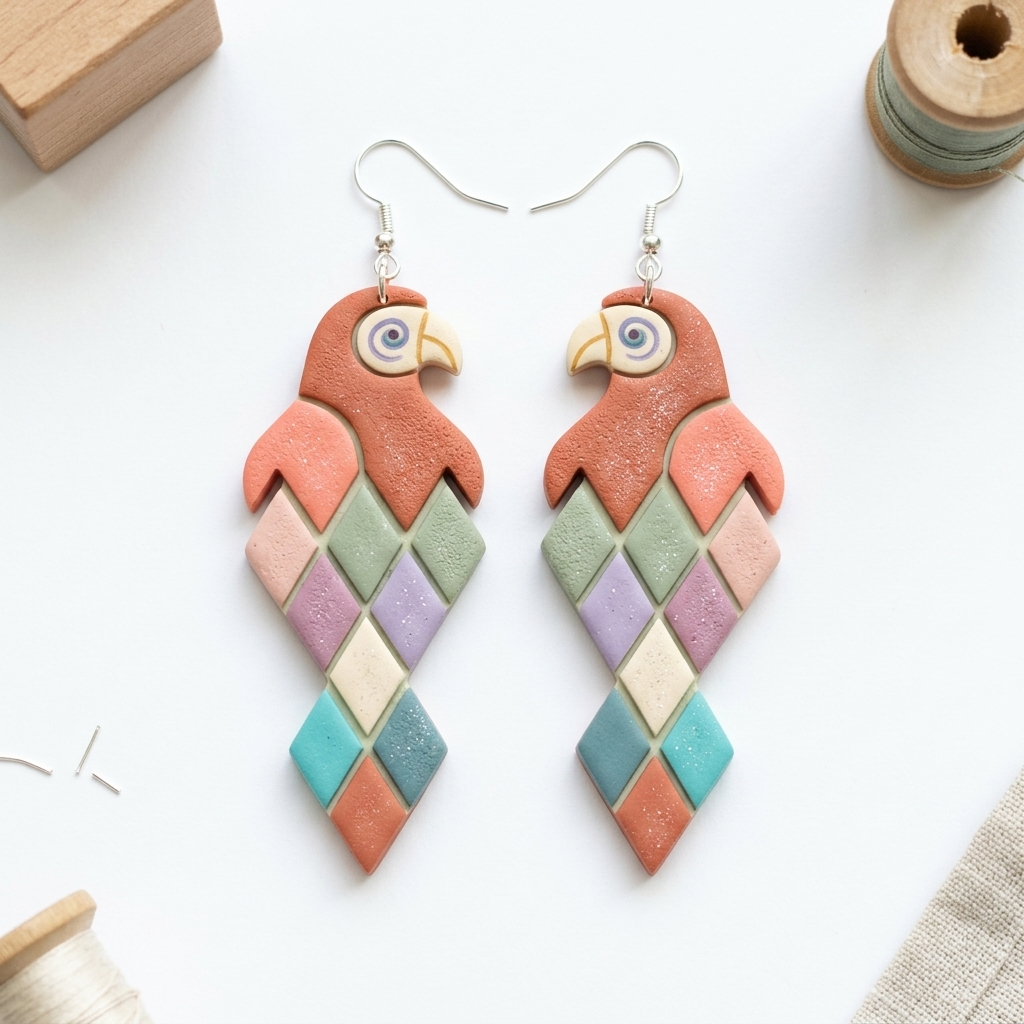 Ara Parrot Combo Polymer Clay Cutter Set of 3 | 30–50mm Tropical Bird Earring Cutter | IrisCrafts7
