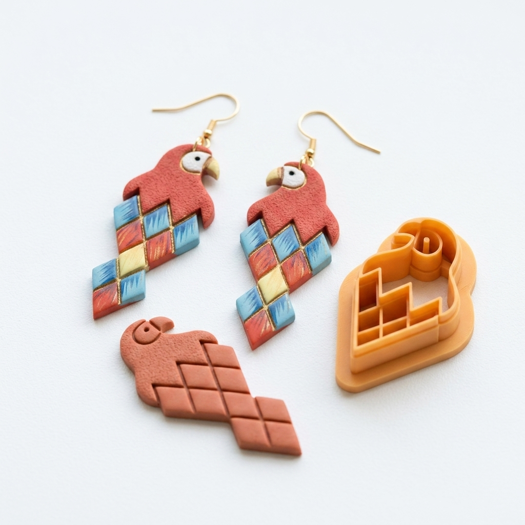 Ara Parrot Combo Polymer Clay Cutter Set of 3 | 30–50mm Tropical Bird Earring Cutter | IrisCrafts7