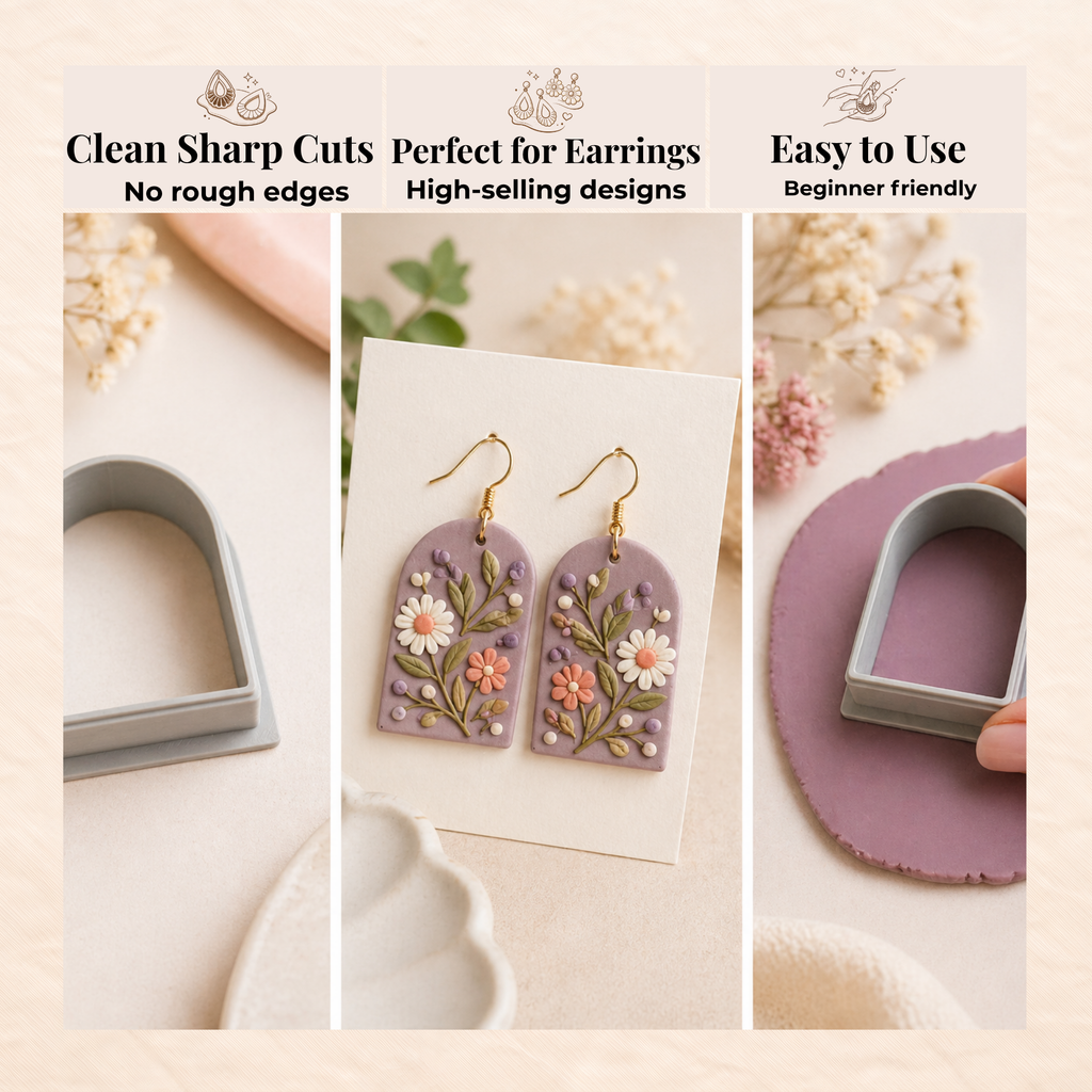 Arch Polymer Clay Cutter 25–50mm | Architectural Earring Cutter | IrisCrafts7