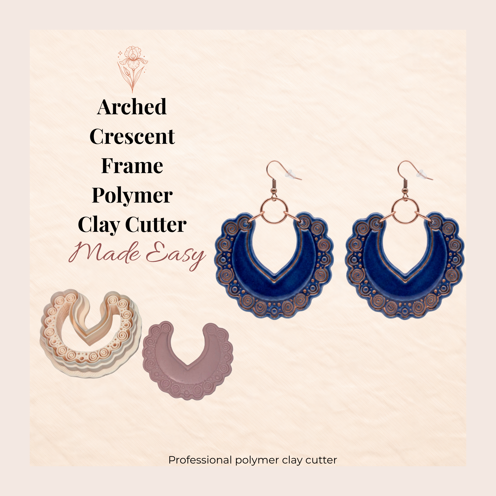 Arched Crescent Frame Polymer Clay Cutter 30-50mm | Boho Jewellery | IrisCrafts7