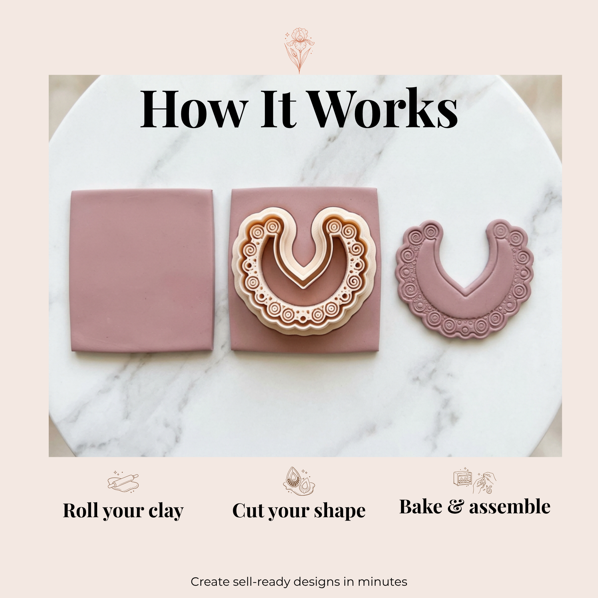 Arched Crescent Frame Polymer Clay Cutter 30-50mm | Boho Jewellery | IrisCrafts7
