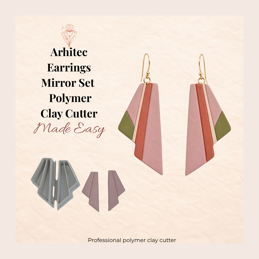 Arhitec Earrings Mirror Set Polymer Clay Cutter | Art Deco Earring Cutter | IrisCrafts7