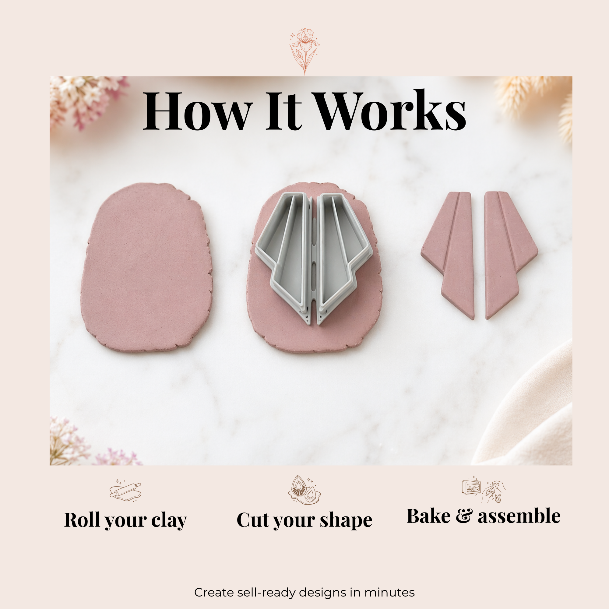Arhitec Earrings Mirror Set Polymer Clay Cutter | Art Deco Earring Cutter | IrisCrafts7