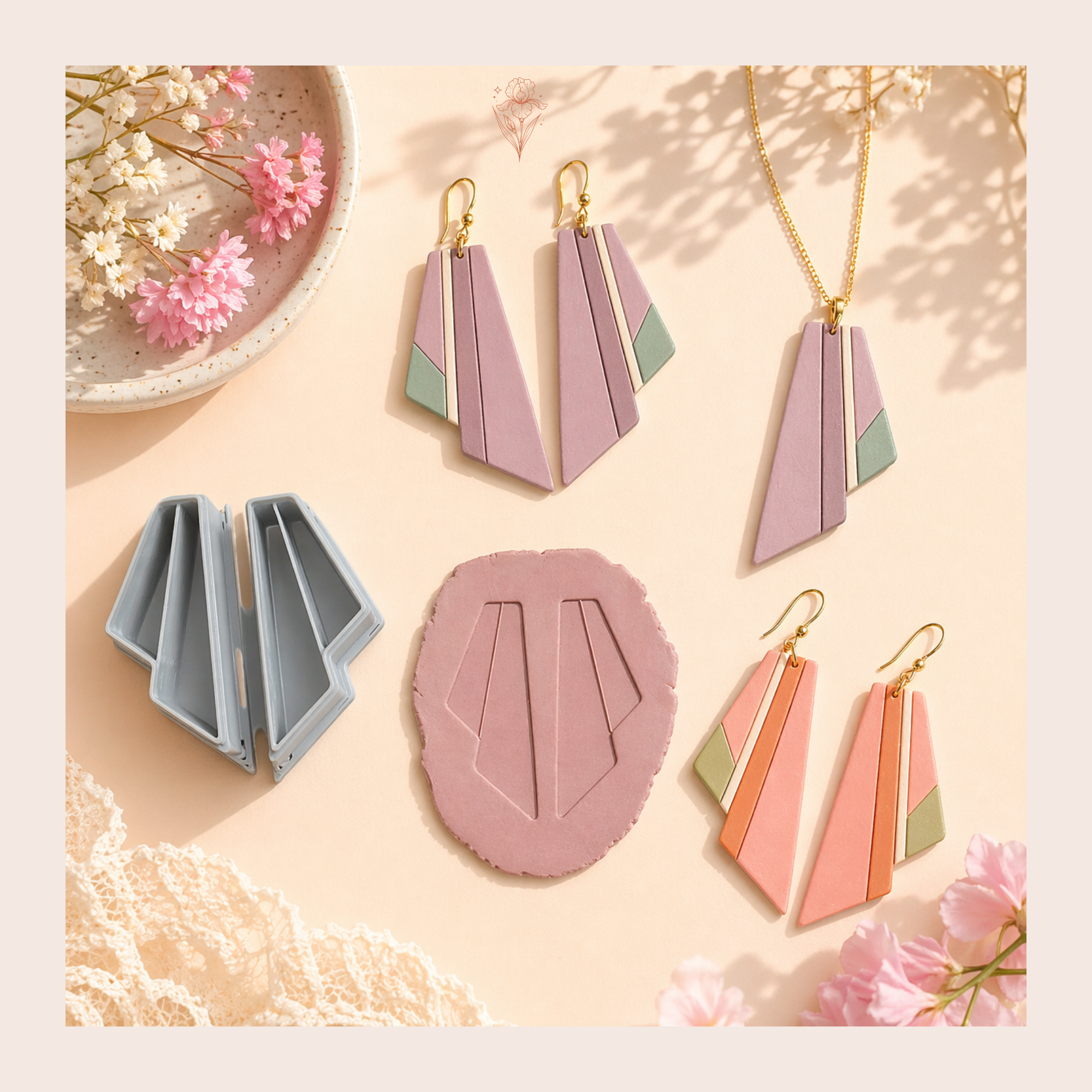 Arhitec Earrings Mirror Set Polymer Clay Cutter | Art Deco Earring Cutter | IrisCrafts7
