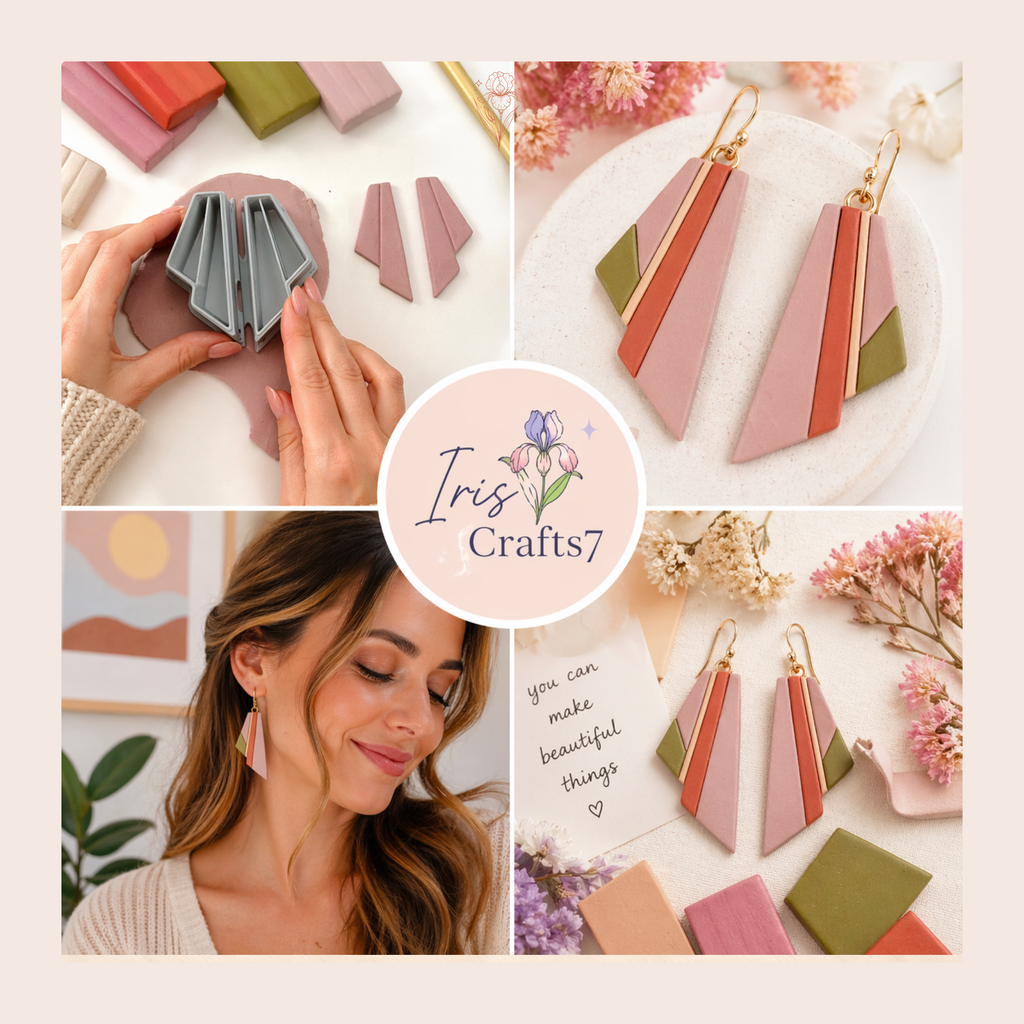 Arhitec Earrings Mirror Set Polymer Clay Cutter | Art Deco Earring Cutter | IrisCrafts7