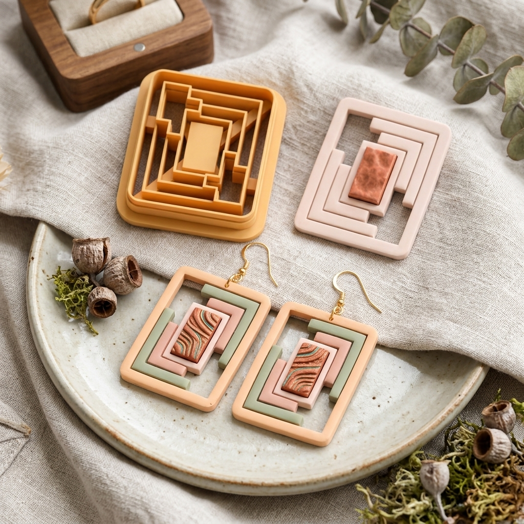 Architect Rectangle Polymer Clay Cutter Set of 2 | 30–50mm Geometric Earring Cutter | IrisCrafts7
