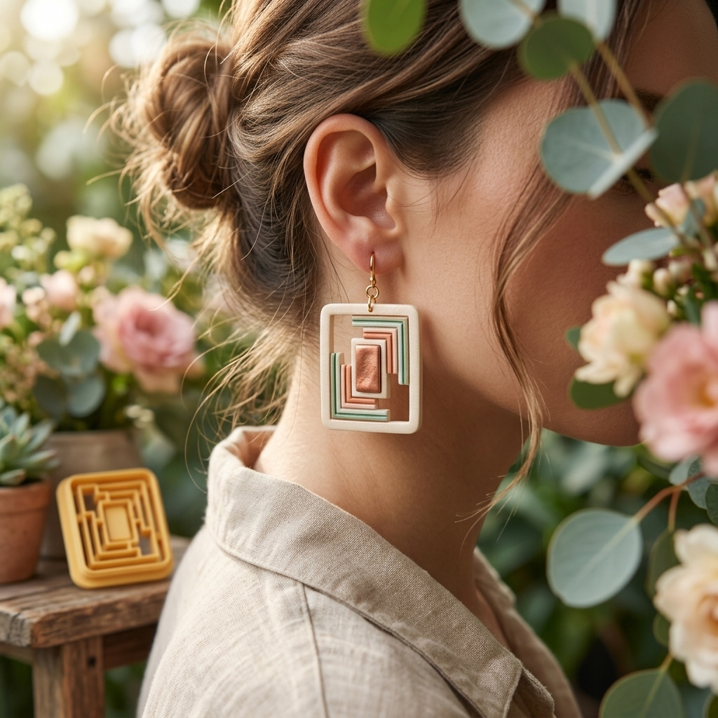 Architect Rectangle Polymer Clay Cutter Set of 2 | 30–50mm Geometric Earring Cutter | IrisCrafts7