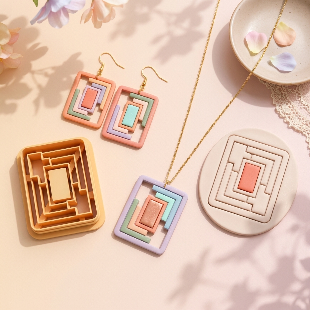 Architect Rectangle Polymer Clay Cutter Set of 2 | 30–50mm Geometric Earring Cutter | IrisCrafts7