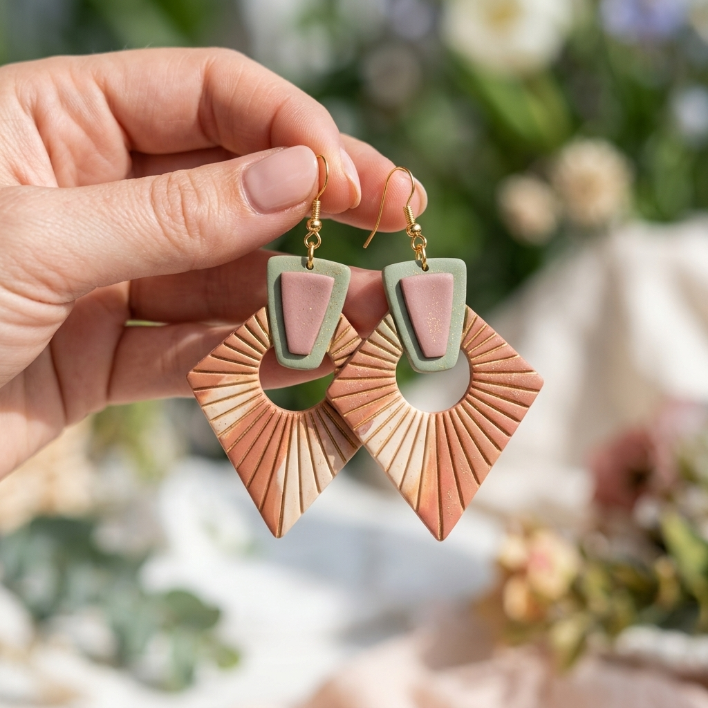 Art Deco Diamond Polymer Clay Cutter | 30–50mm Geometric Earring Cutter | IrisCrafts7