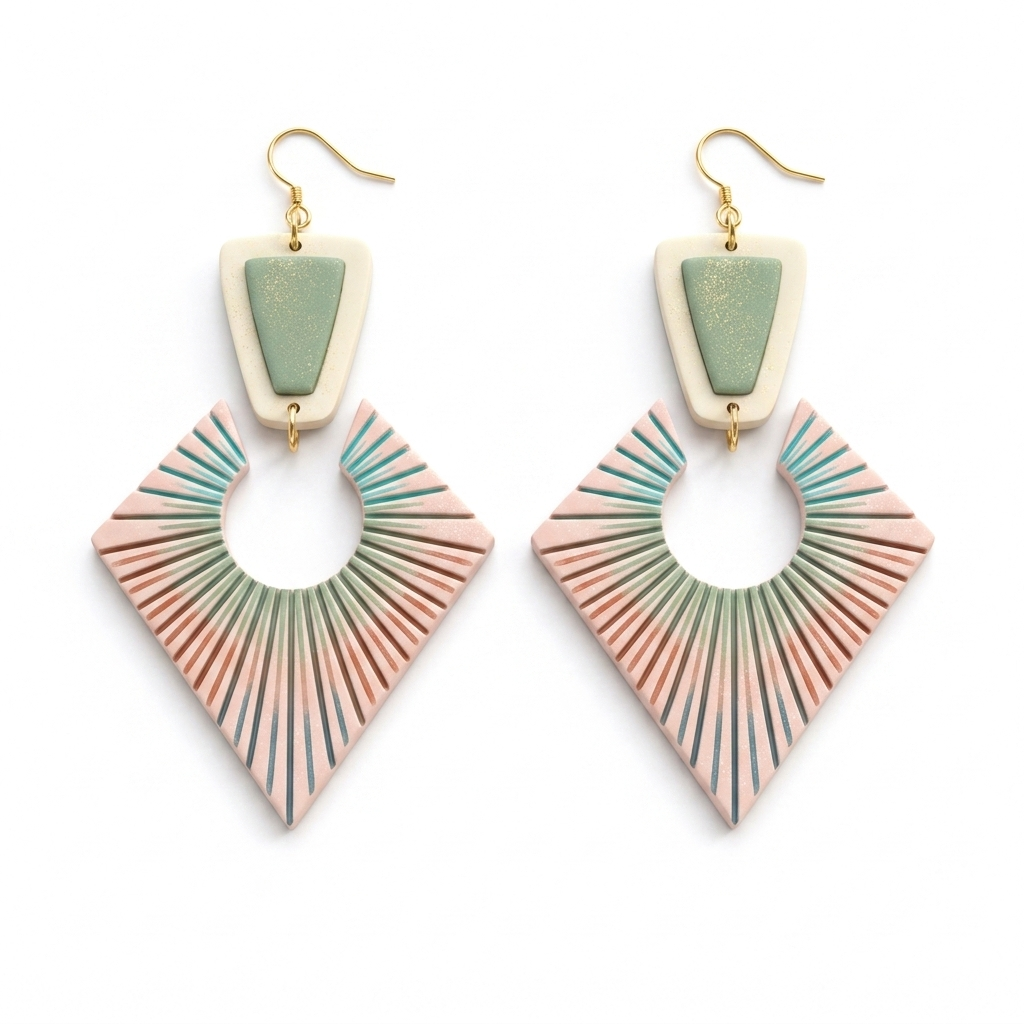 Art Deco Diamond Polymer Clay Cutter | 30–50mm Geometric Earring Cutter | IrisCrafts7
