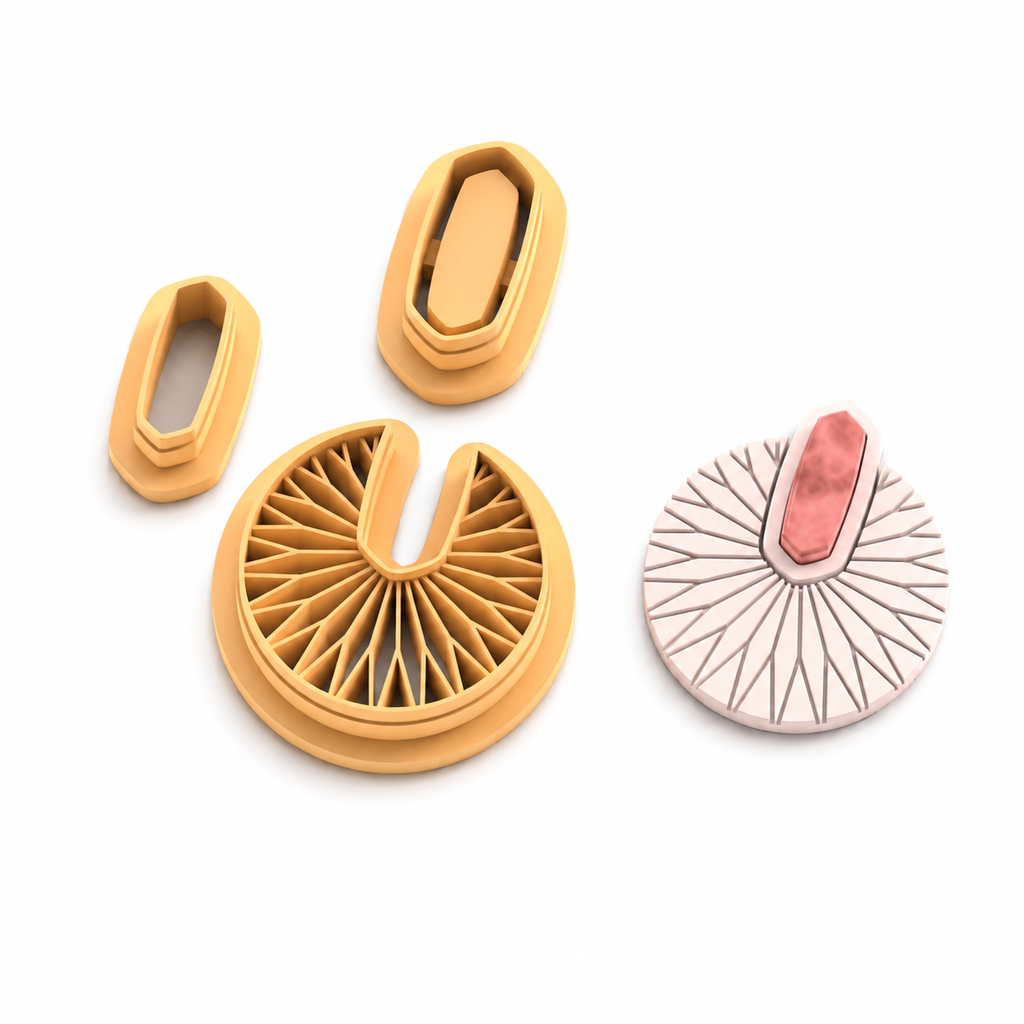 Art Deco Sun Polymer Clay Cutter | 30–50mm Geometric Earring Cutter | IrisCrafts7