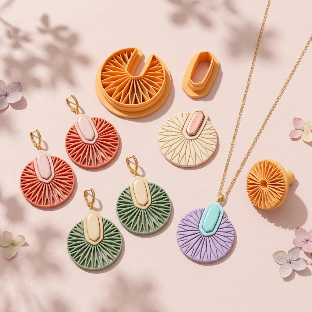 Art Deco Sun Polymer Clay Cutter | 30–50mm Geometric Earring Cutter | IrisCrafts7