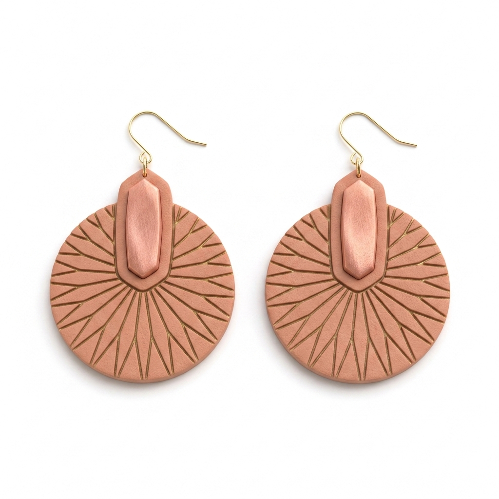Art Deco Sun Polymer Clay Cutter | 30–50mm Geometric Earring Cutter | IrisCrafts7