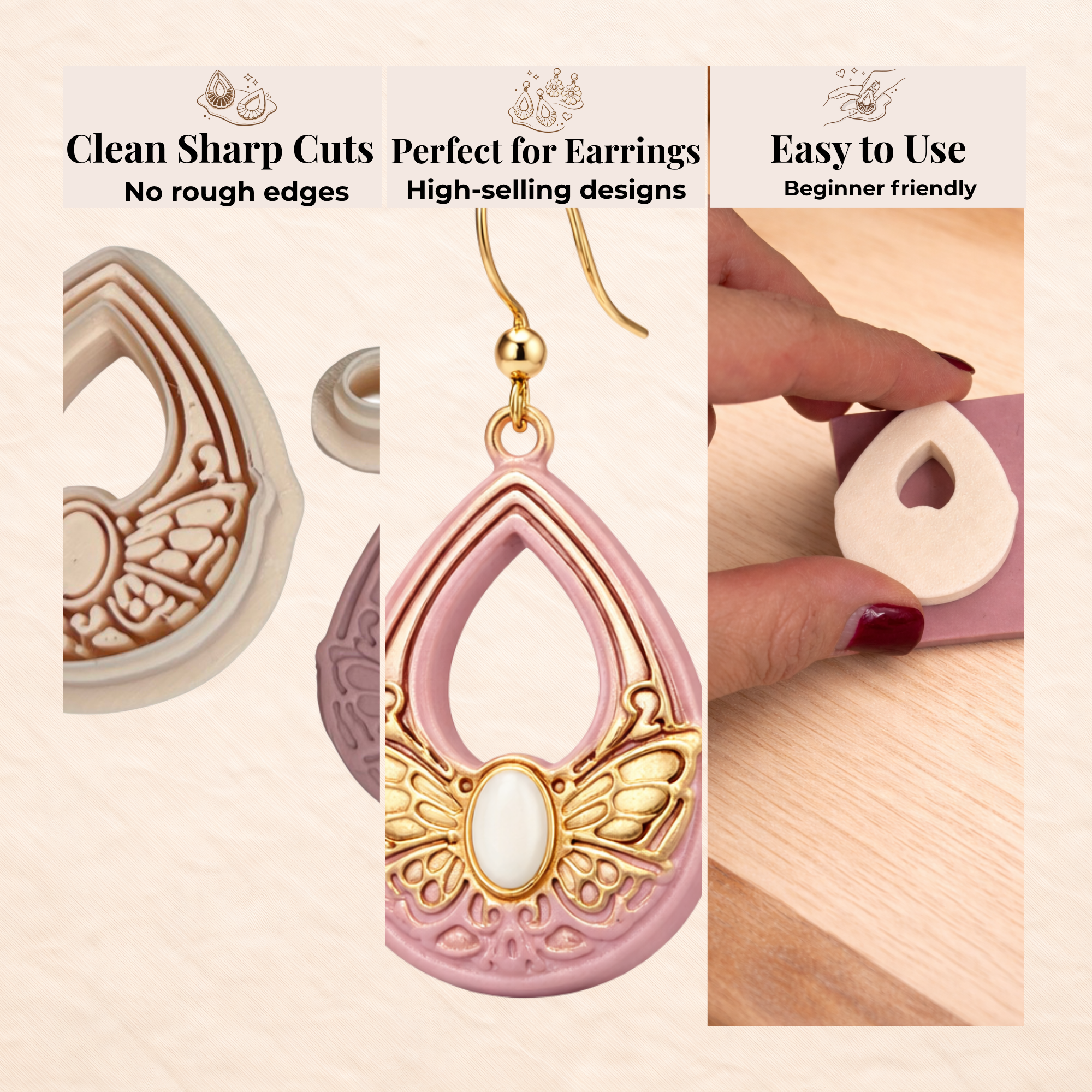 Art Nouveau Butterfly Frame Polymer Clay Cutter