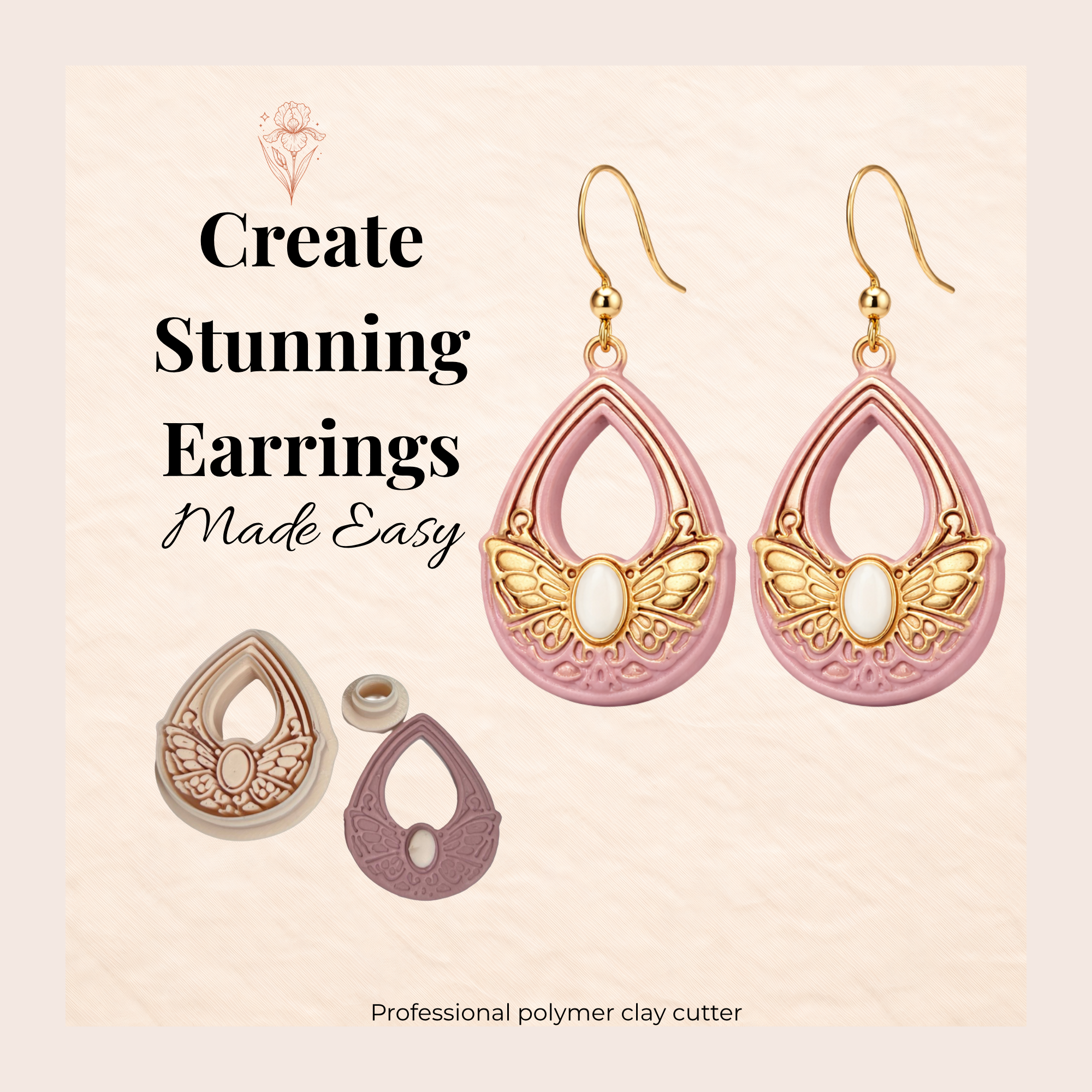 Art Nouveau Butterfly Frame Polymer Clay Cutter