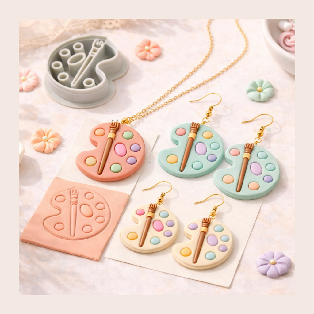 Artist Palette & Brush Polymer Clay Cutter 25-45mm | Fun Jewellery | IrisCrafts7
