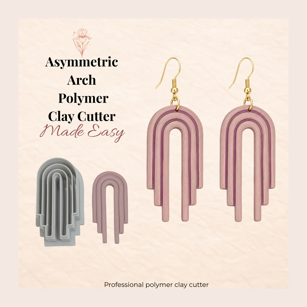 Asymmetric Arch Polymer Clay Cutter 35–50mm | Modern Earring Cutter | IrisCrafts7