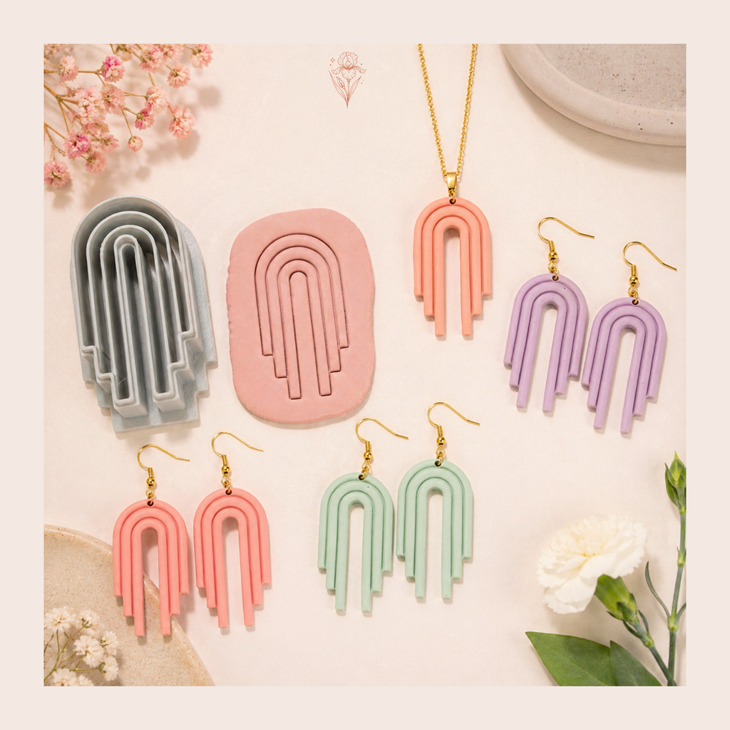 Asymmetric Arch Polymer Clay Cutter 35–50mm | Modern Earring Cutter | IrisCrafts7