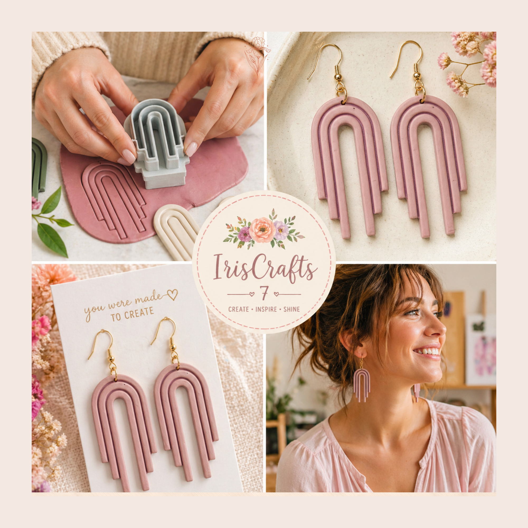 Asymmetric Arch Polymer Clay Cutter 35–50mm | Modern Earring Cutter | IrisCrafts7