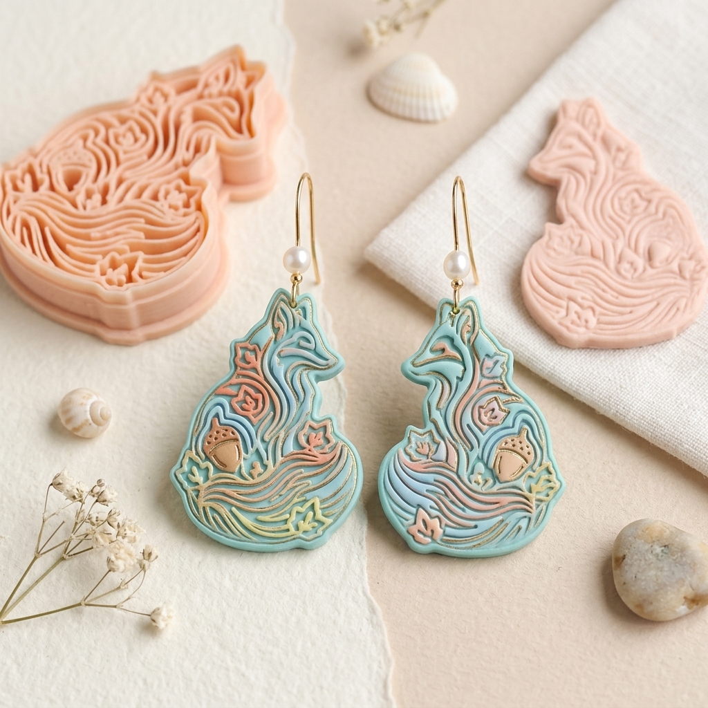 Autumn Fox Polymer Clay Cutter | 30–50mm | Autumn Fox Shape Clay Cutter | Earring Jewellery Making Tool