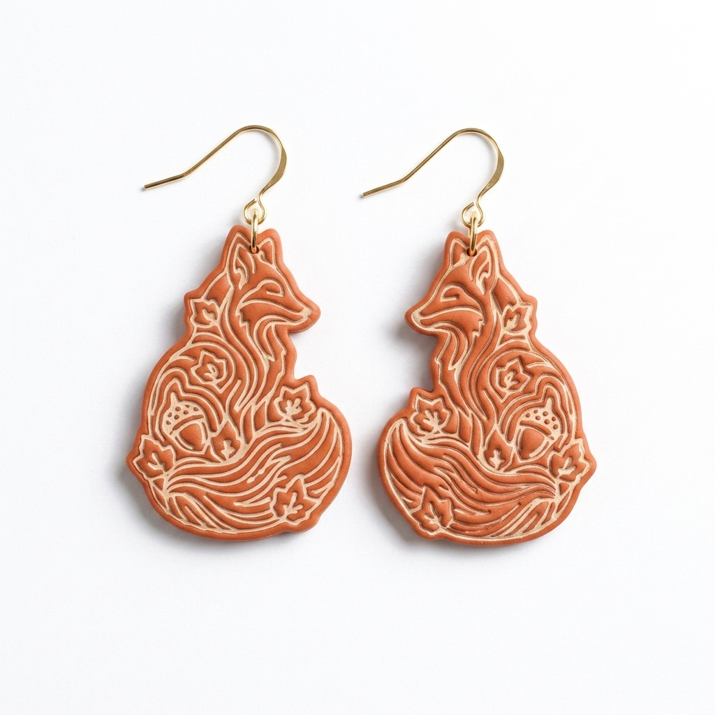 Autumn Fox Polymer Clay Cutter | 30–50mm | Autumn Fox Shape Clay Cutter | Earring Jewellery Making Tool