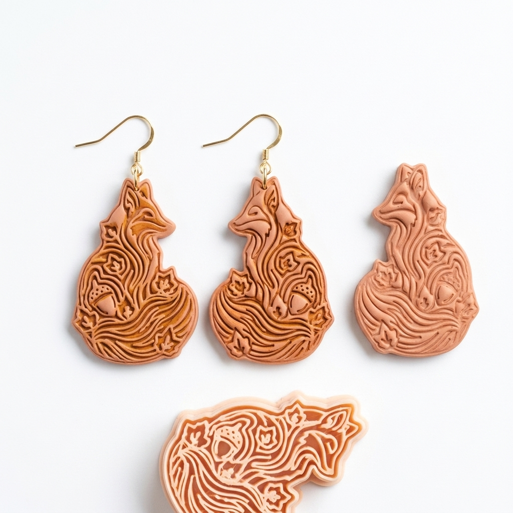Autumn Fox Polymer Clay Cutter | 30–50mm | Autumn Fox Shape Clay Cutter | Earring Jewellery Making Tool