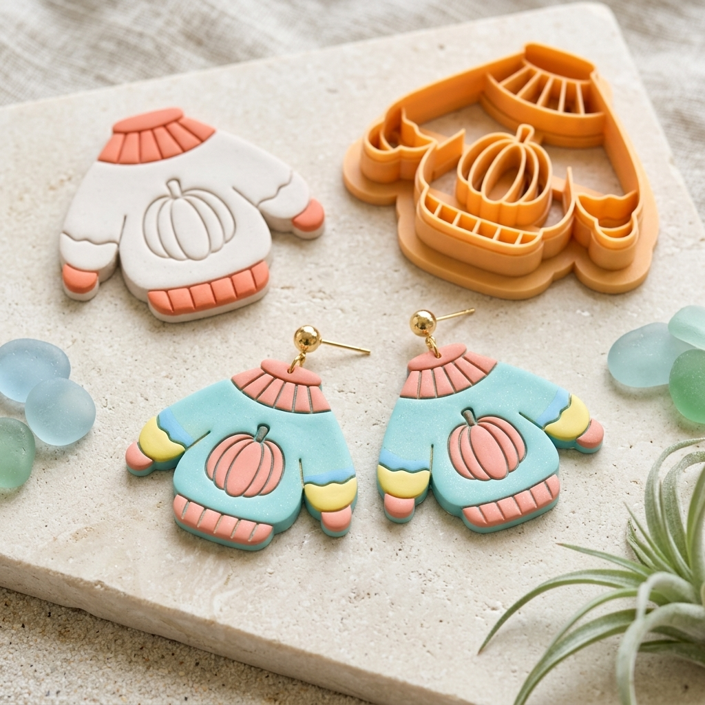 Autumn Sweater Polymer Clay Cutter | 25–45mm Fall Earring Cutter | IrisCrafts7