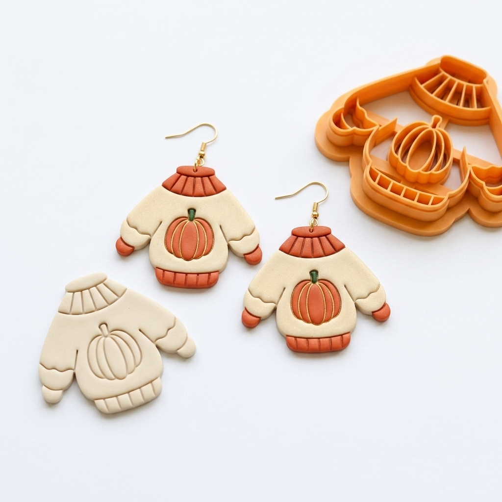 Autumn Sweater Polymer Clay Cutter | 25–45mm Fall Earring Cutter | IrisCrafts7