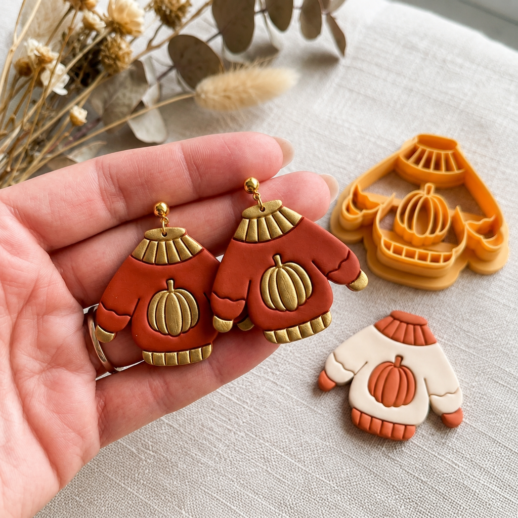 Autumn Sweater Polymer Clay Cutter | 25–45mm Fall Earring Cutter | IrisCrafts7