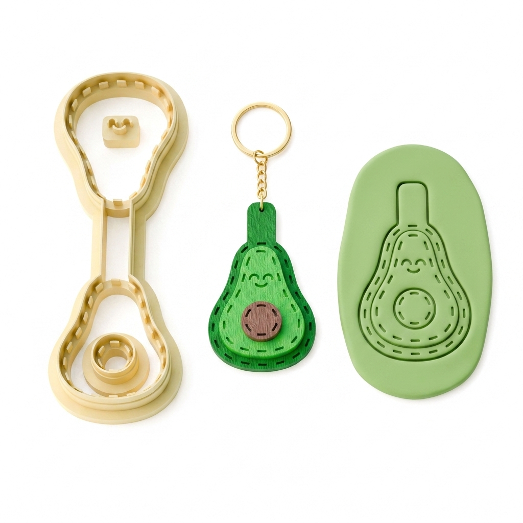 Avocado Keychain Polymer Clay Cutter | Cute Fruit Craft Tool