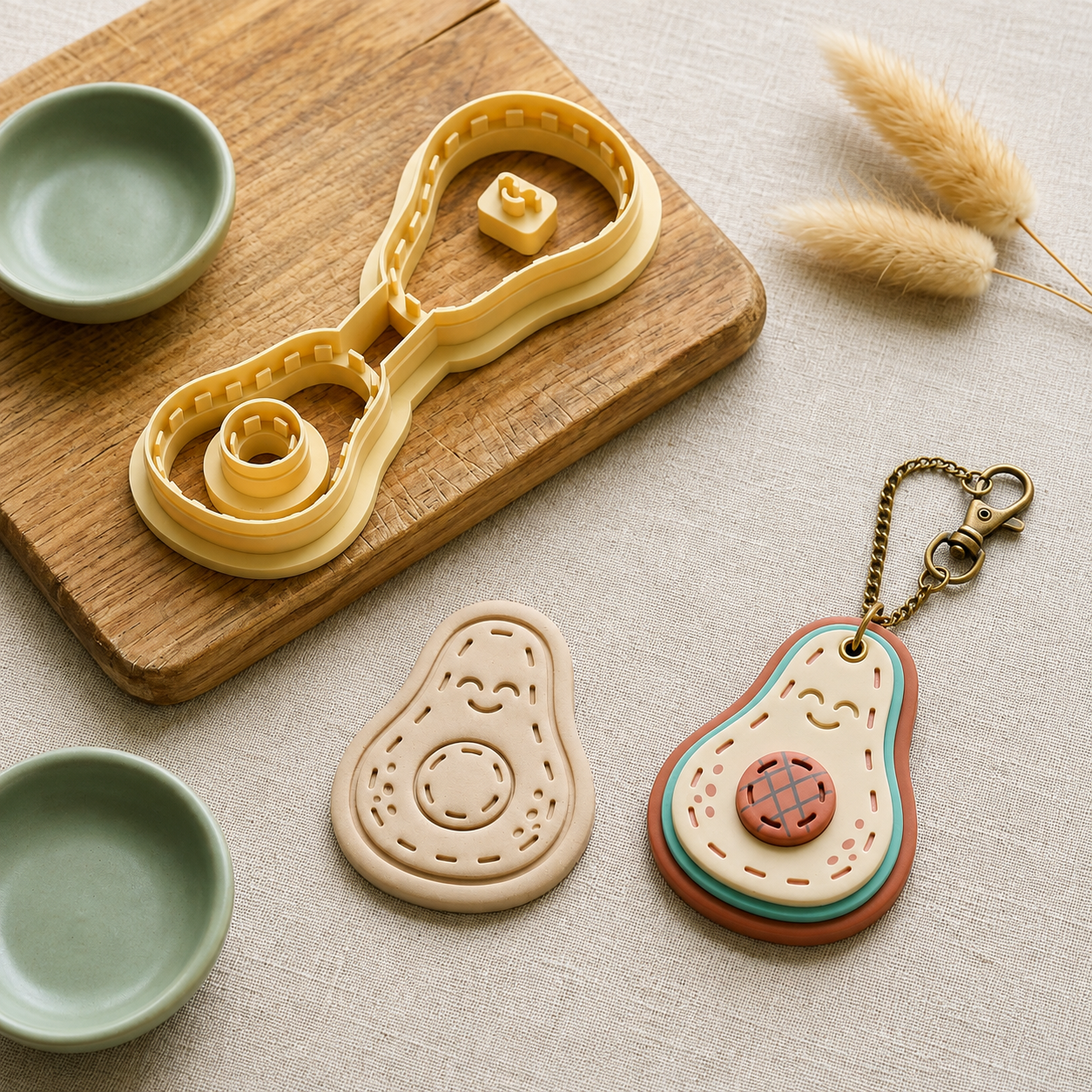 Avocado Keychain Polymer Clay Cutter | Cute Fruit Craft Tool