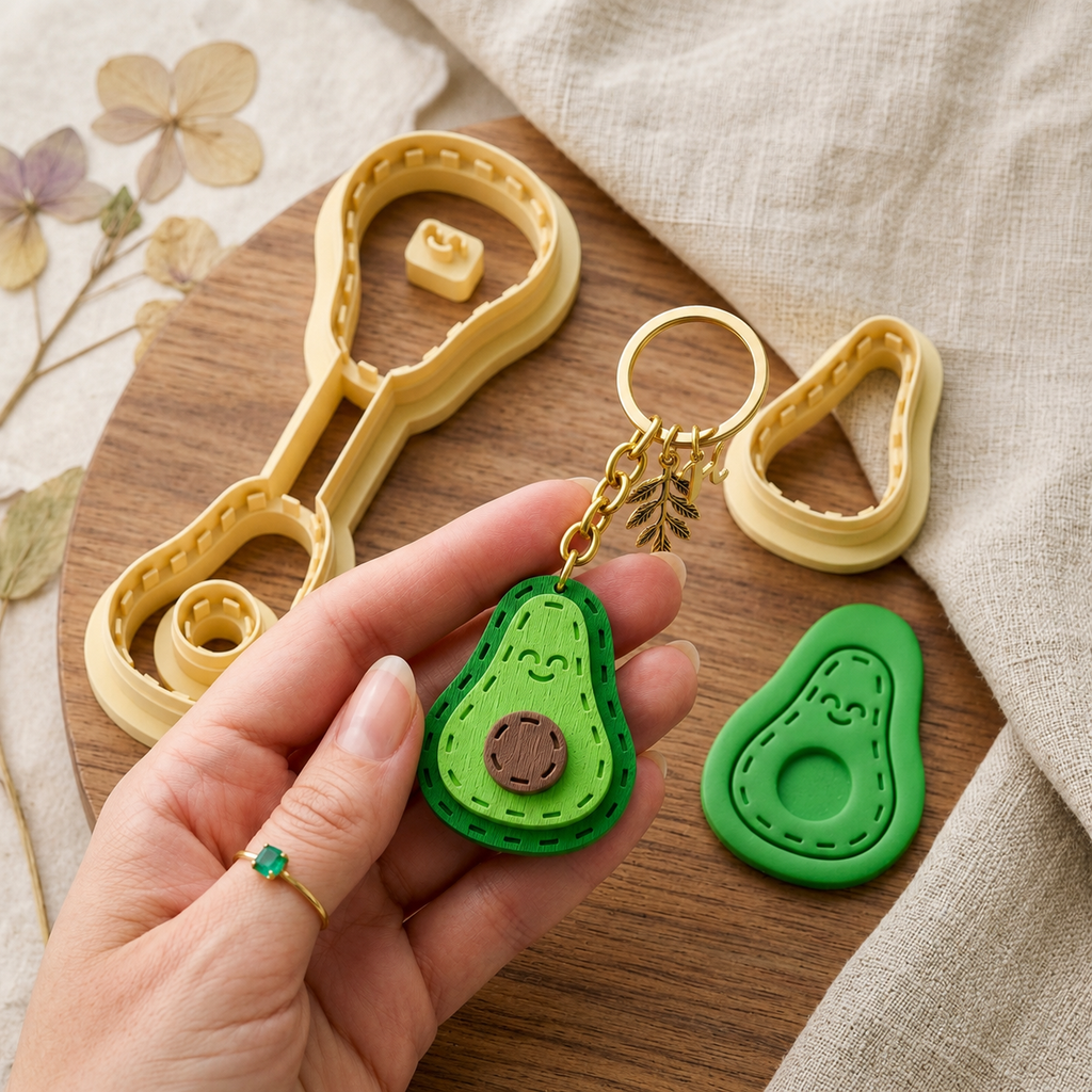 Avocado Keychain Polymer Clay Cutter | Cute Fruit Craft Tool