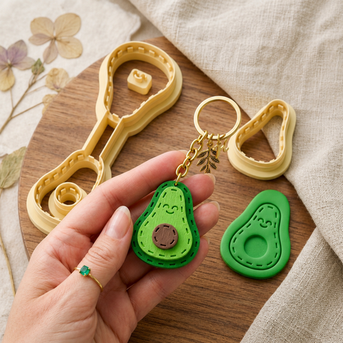 Avocado Keychain Polymer Clay Cutter | Cute Fruit Craft Tool